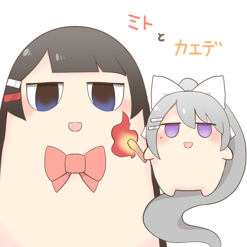 kaede-chan and mito-chan (nijisanji and 1 more) drawn by rebecca_(keinelove)