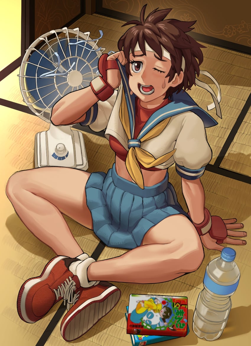 kasugano sakura, saotome ranma, and saotome genma (street fighter and 2 more) drawn by samba_master