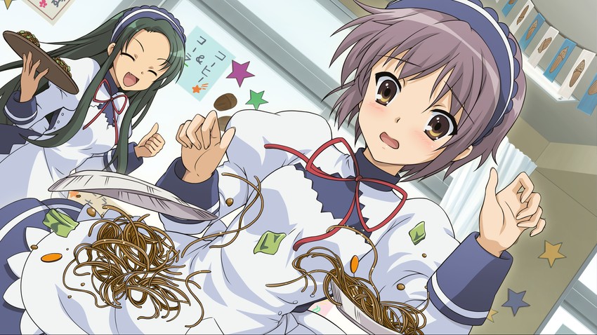nagato yuki and tsuruya (suzumiya haruhi no yuuutsu and 2 more)