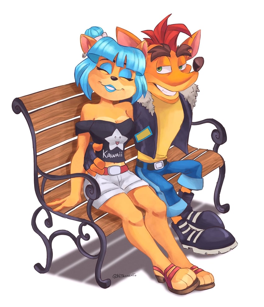 crash bandicoot and megumi bandicoot (crash bandicoot) drawn by nitroneato
