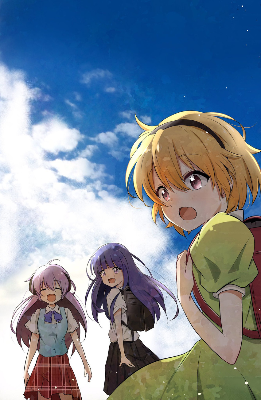 furude rika, houjou satoko, and hanyuu (higurashi no naku koro ni) drawn by shosudo