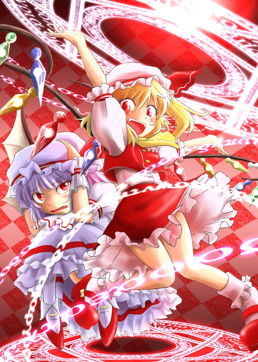 remilia scarlet and flandre scarlet (touhou) drawn by tamasan
