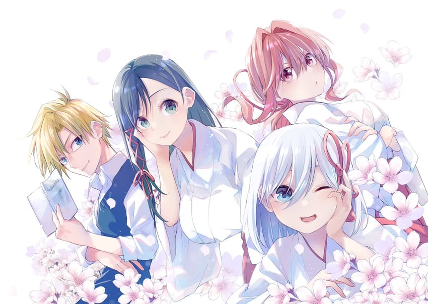 amagami asahi, amagami yae, amagami yuna, and kamihate uryuu (amagami-san chi no enmusubi) drawn by marcey
