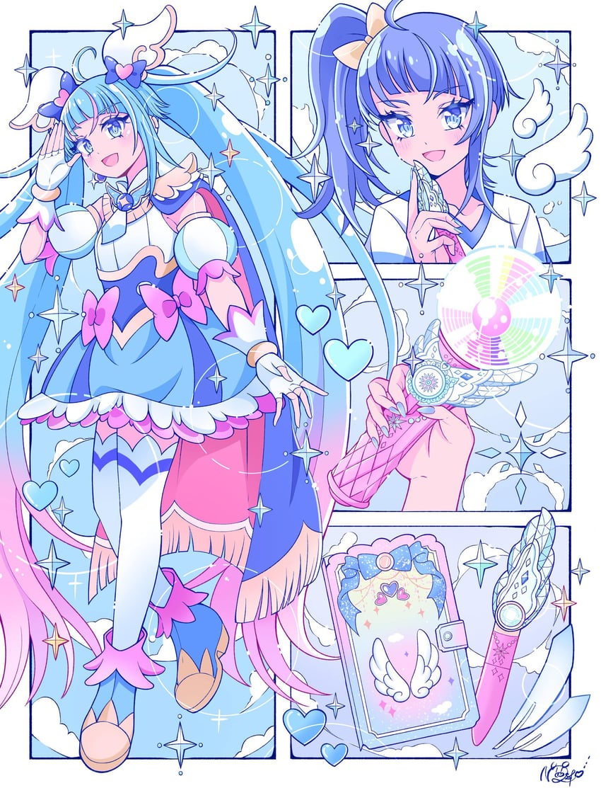 sora harewataru and cure sky (precure and 1 more) drawn by satowa_(circuit)