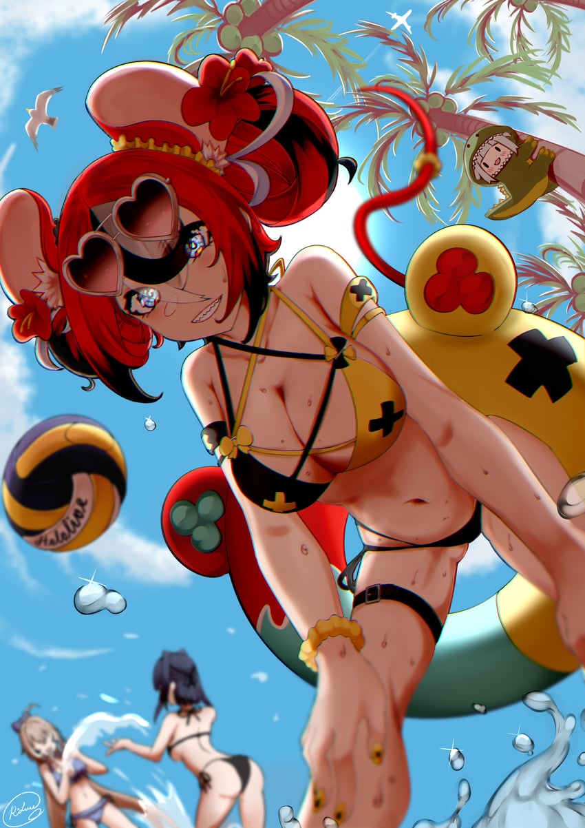 gawr gura, ouro kronii, nanashi mumei, and hakos baelz (hololive and 1 more) drawn by rlus