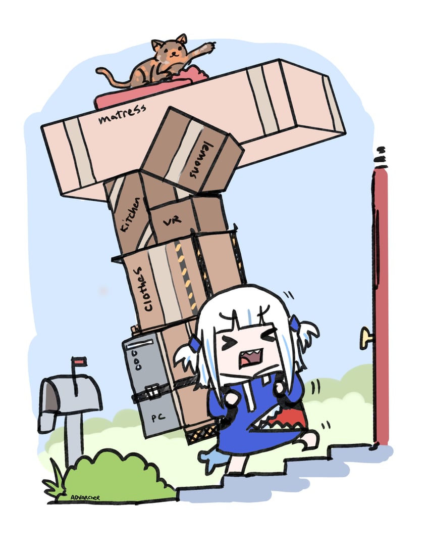 gawr gura (hololive and 2 more) drawn by advarcher