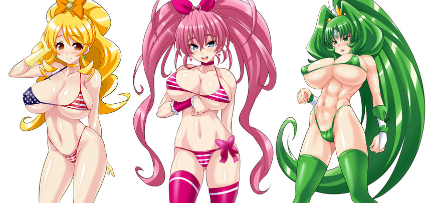 midorikawa nao, houjou hibiki, cure melody, cure march, oomori yuuko, and 1 more (precure and 3 more) drawn by konno_tohiro