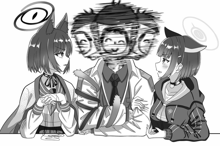 sensei, doodle sensei, kazusa, and kikyou (blue archive and 1 more) drawn by kazuri_(keiwa-san_yu-ki380)