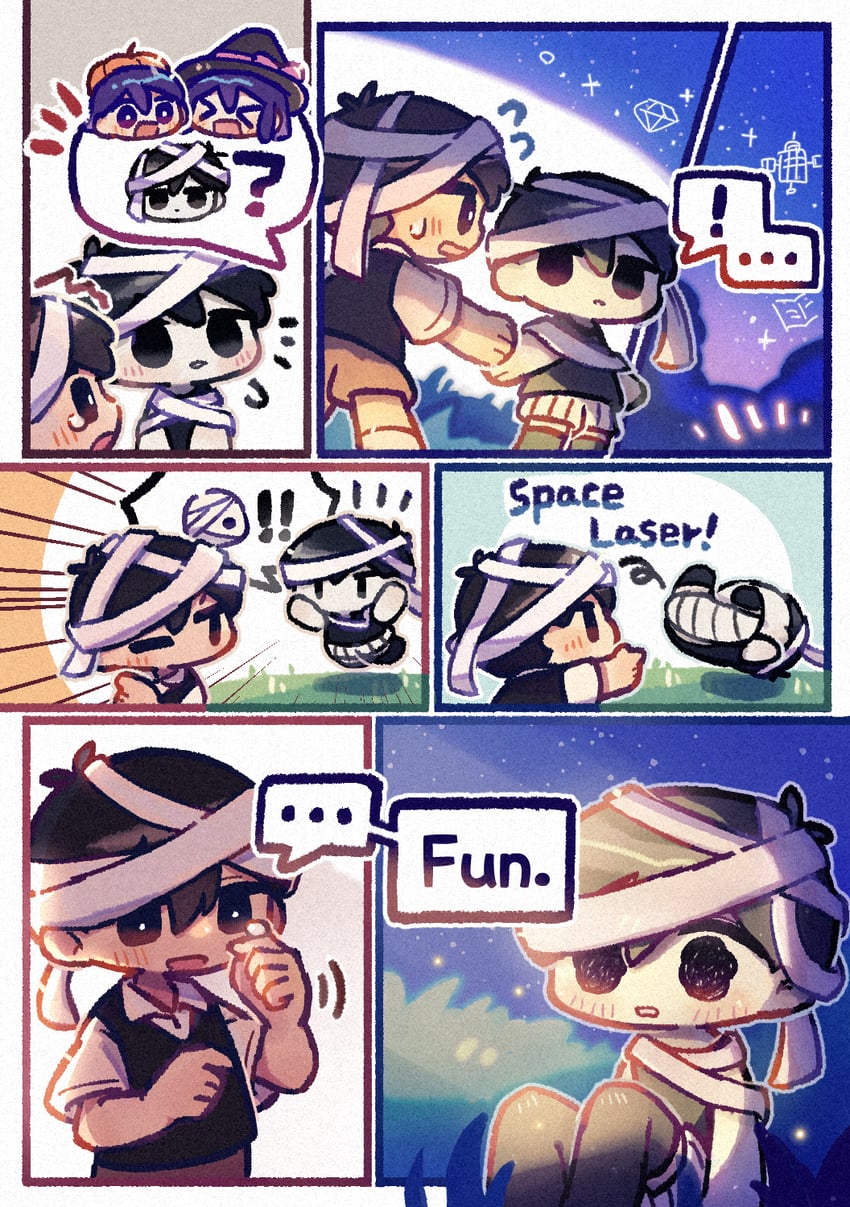 sunny, omori, aubrey, and kel (omori) drawn by wakame_(vhai26uhykmqb9k)