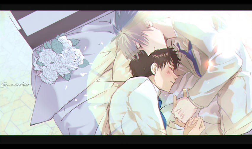 ikari shinji and nagisa kaworu (neon genesis evangelion) drawn by marehito