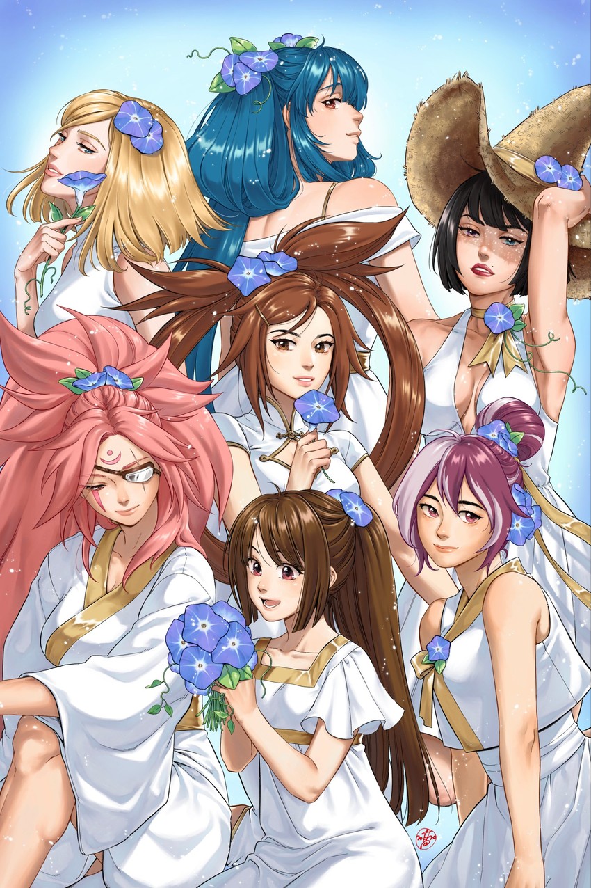 dizzy, may, baiken, millia rage, i-no, and 2 more (guilty gear and 1 more) drawn by irene_koh