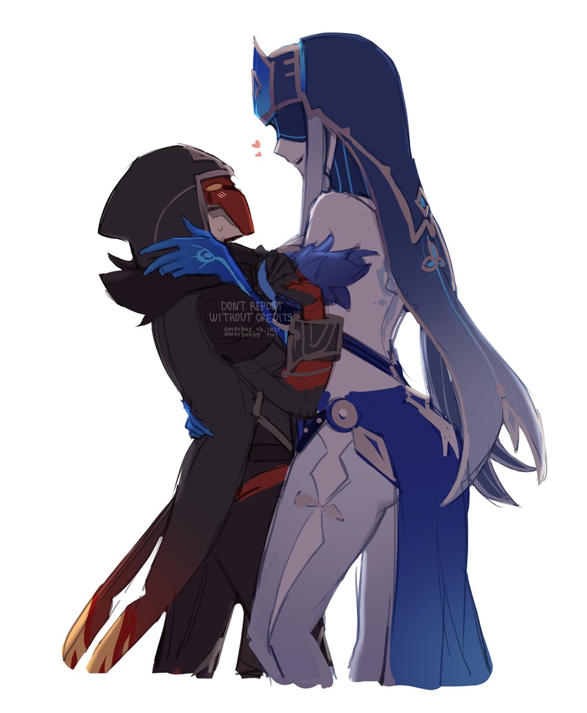 mirror maiden and fatui pyro agent (genshin impact) drawn by emorboobs