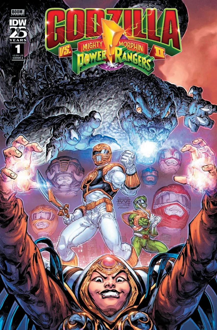 godzilla, dragon ranger, tyranno ranger, ptera ranger, mighty morphin green ranger, and 11 more (godzilla and 7 more) drawn by freddie_williams_ii