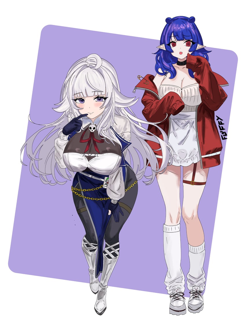 ember amane and dizzy dokuro (phase connect) drawn by fluffycataaa