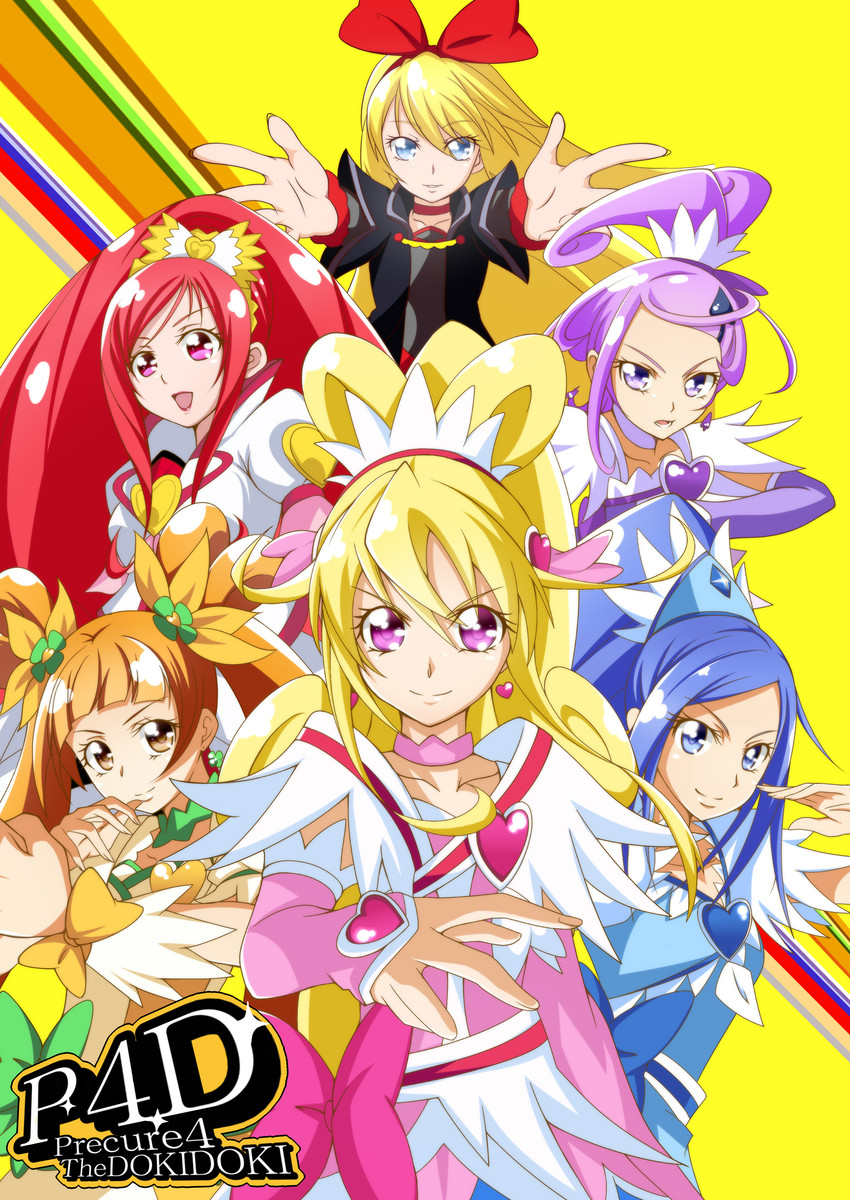 hishikawa rikka, aida mana, kenzaki makoto, yotsuba alice, cure heart, and 6 more (precure and 3 more) drawn by jabara_tornado