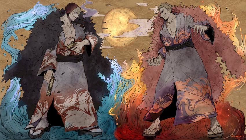 donquixote doflamingo and donquixote rocinante (one piece) drawn by asapbn