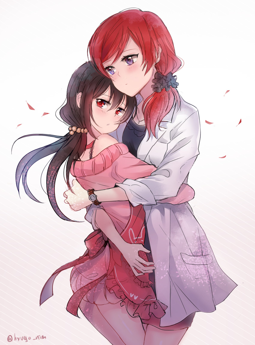 nishikino maki and yazawa nico (love live! and 1 more) drawn by hyugo