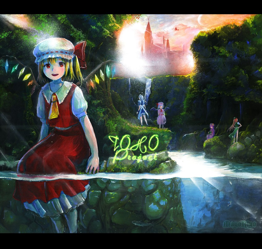kirisame marisa, remilia scarlet, flandre scarlet, izayoi sakuya, patchouli knowledge, and 1 more (touhou) drawn by mayo_riyo