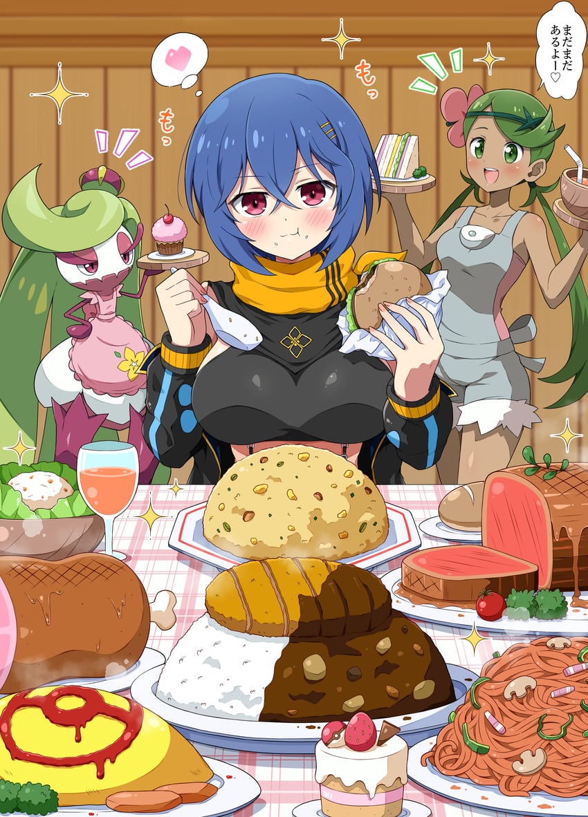 mallow, tsareena, and amane (pokemon and 3 more) drawn by eggman_(ni_tamagoex)