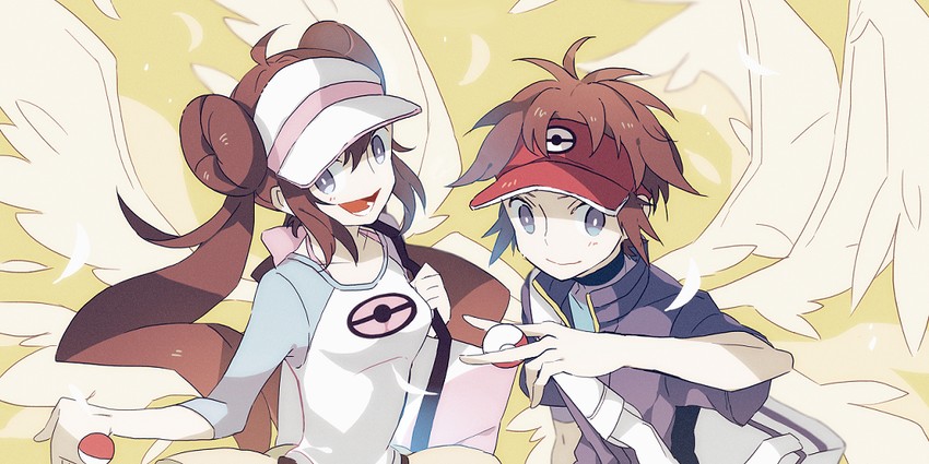 rosa and nate (pokemon and 1 more) drawn by uexms