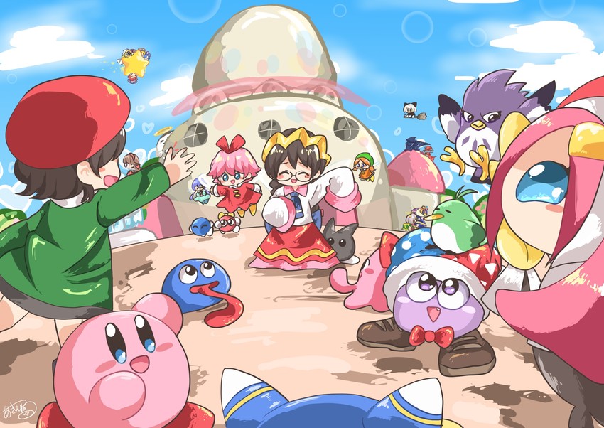 kirby, meta knight, magolor, marx, adeleine, and 20 more (kirby) drawn by akiaki_popee