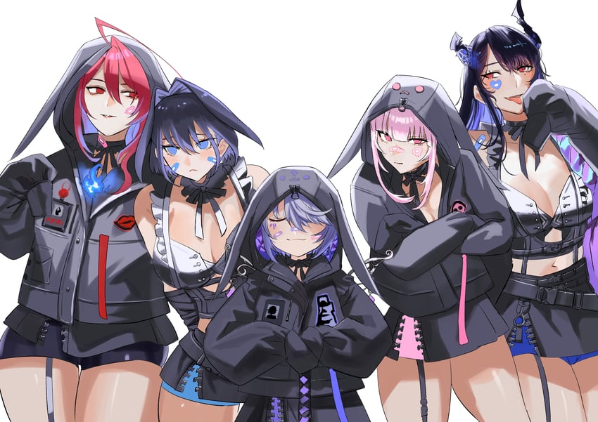 mori calliope, ouro kronii, nerissa ravencroft, koseki bijou, and elizabeth rose bloodflame (hololive and 1 more) drawn by set7