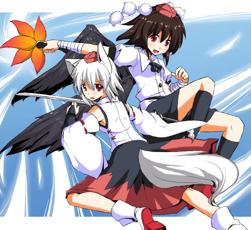 shameimaru aya and inubashiri momiji (touhou) drawn by suna_(sunaipu)