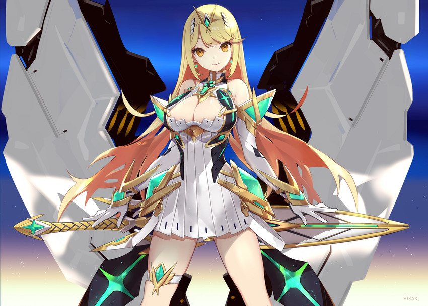 mythra (xenoblade chronicles and 1 more) drawn by kiwamu