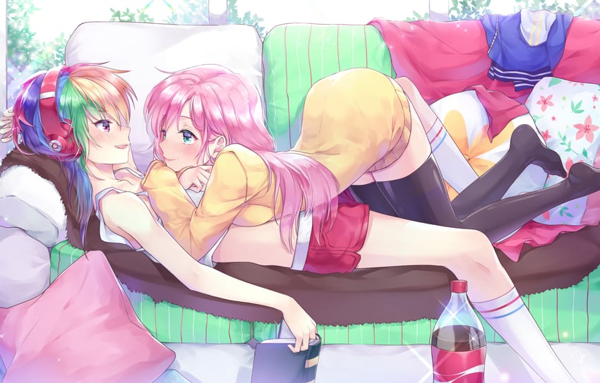 fluttershy and rainbow dash (my little pony and 3 more) drawn by daefny