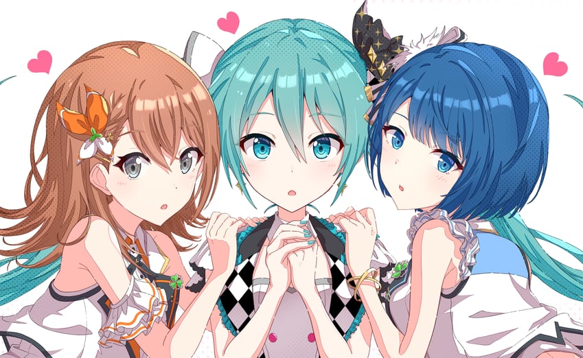 hatsune miku, hanasato minori, kiritani haruka, and more more jump! miku (vocaloid and 1 more) drawn by itogari