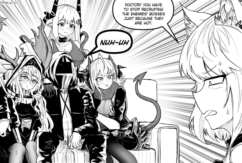 doctor, kal'tsit, w, mudrock, and viviana (arknights) drawn by nhim