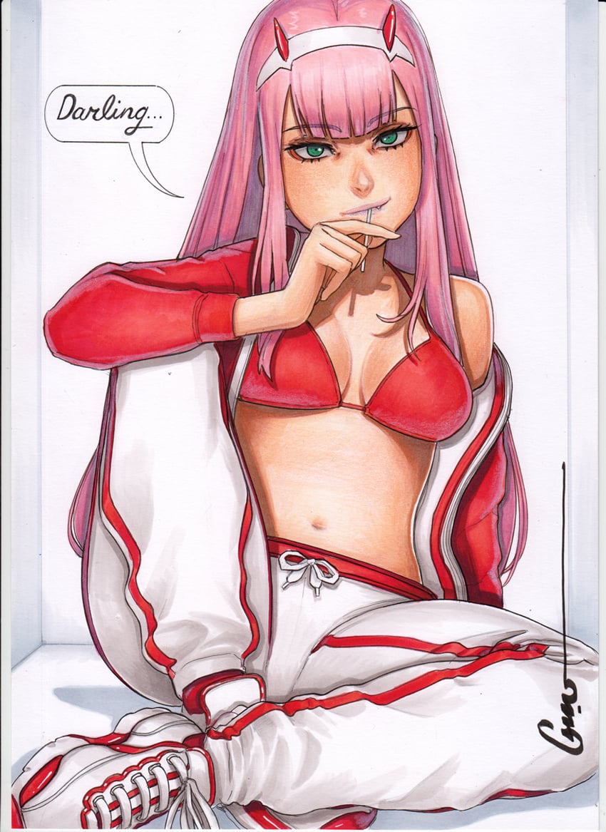zero two (darling in the franxx) drawn by omar_dogan