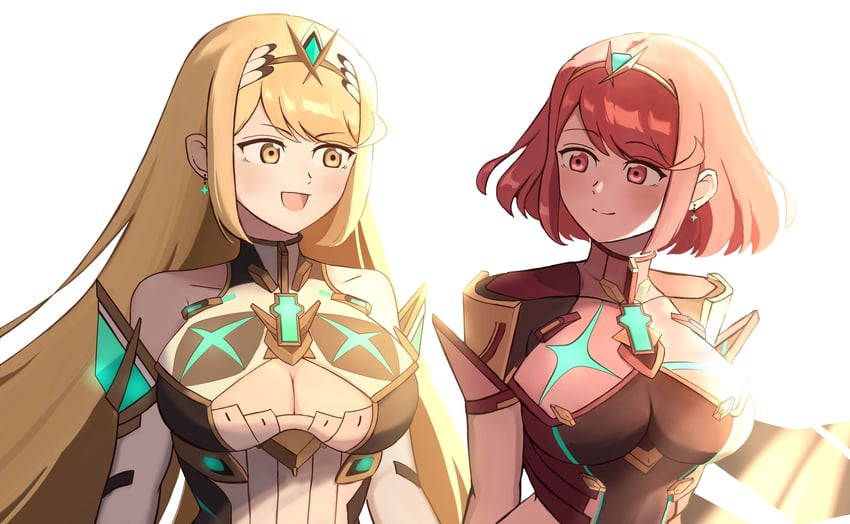pyra and mythra (xenoblade chronicles and 1 more) drawn by aonoha_ao