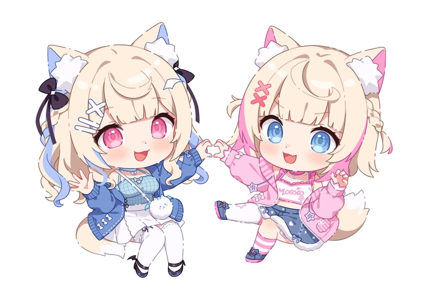 fuwawa abyssgard and mococo abyssgard (hololive and 1 more) drawn by hitsukuya