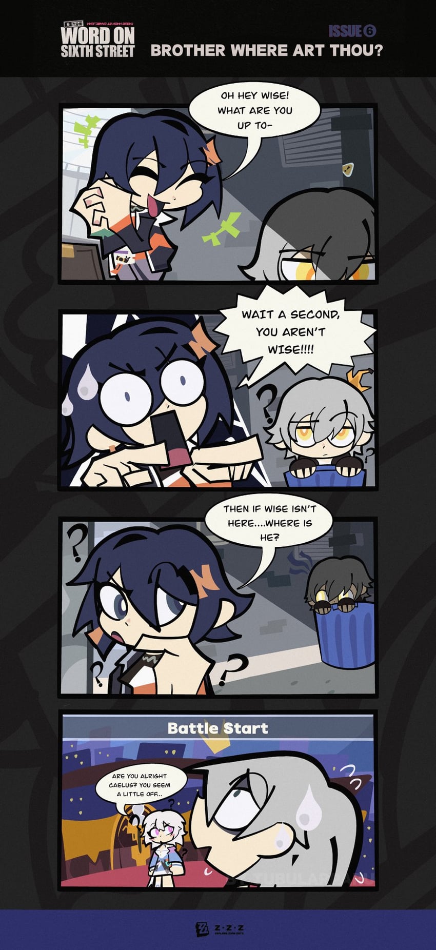 trailblazer, march 7th, caelus, belle, and wise (honkai and 3 more) drawn by tubularparu