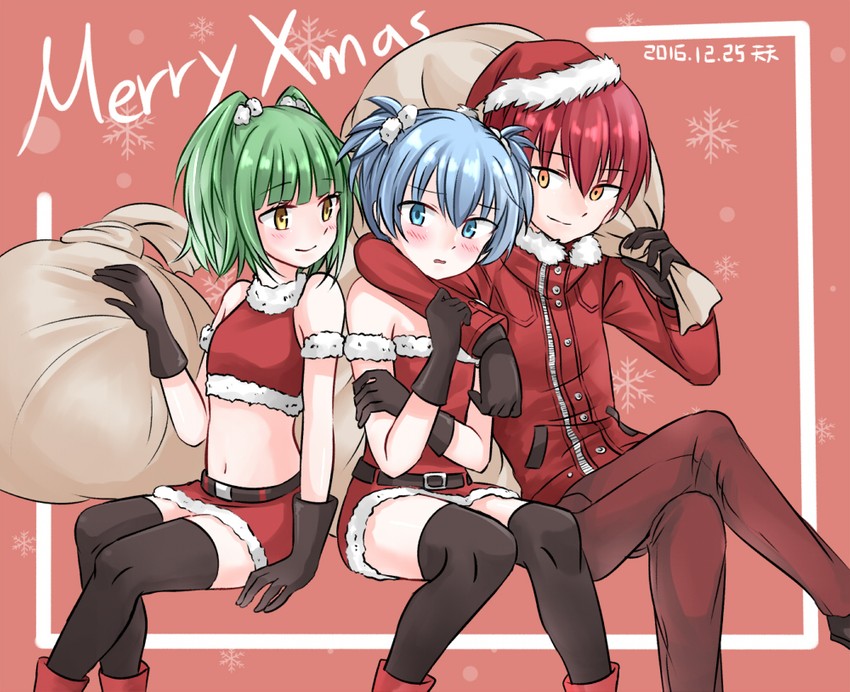 shiota nagisa, akabane karma, and kayano kaede (ansatsu kyoushitsu) drawn by tenten_(kitty)