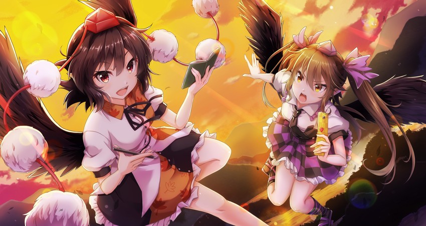 shameimaru aya and himekaidou hatate (touhou and 1 more) drawn by oubou