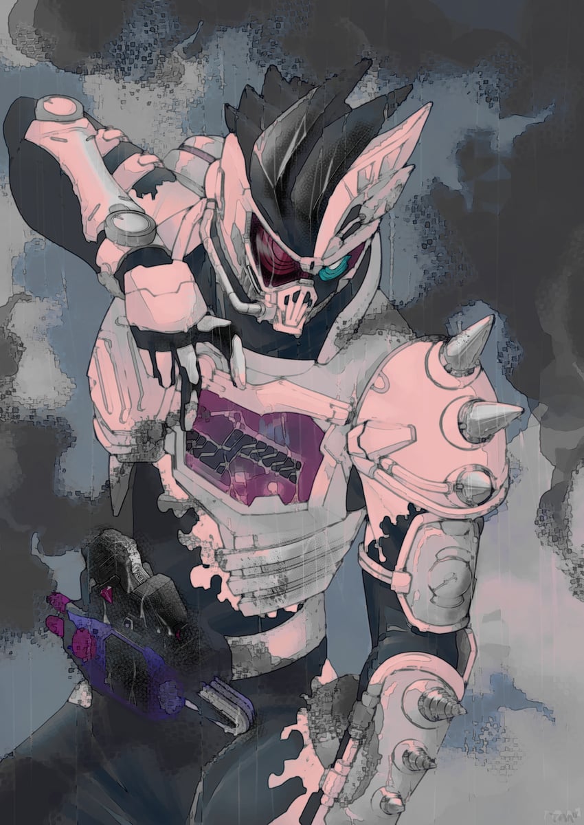kamen rider genm and dangerous zombie level x (kamen rider and 1 more) drawn by teminomami