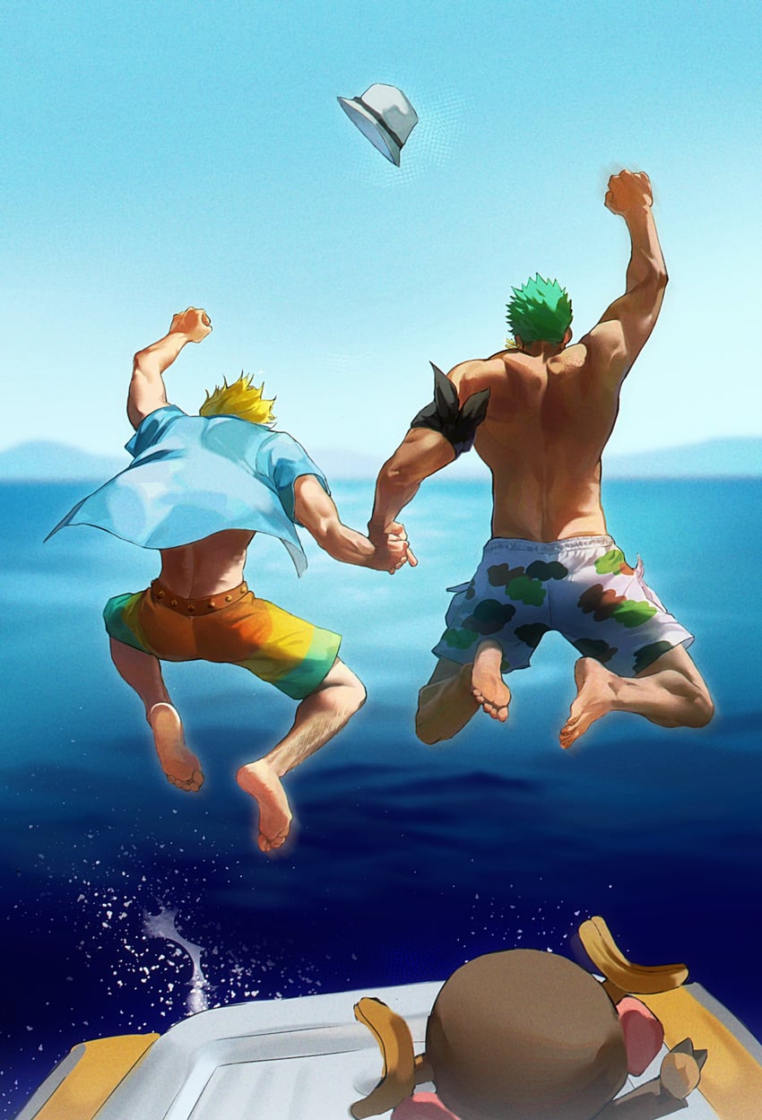 roronoa zoro, sanji, and tony tony chopper (one piece) drawn by sweetdou3