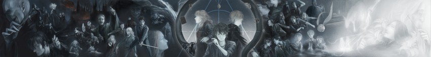 hermione granger, harry potter, ron weasley, draco malfoy, luna lovegood, and 33 more (wizarding world and 2 more) drawn by kena