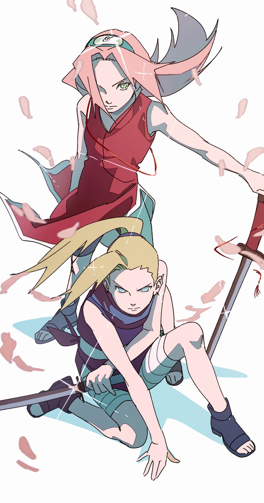 haruno sakura and yamanaka ino (naruto) drawn by pnpk_1013