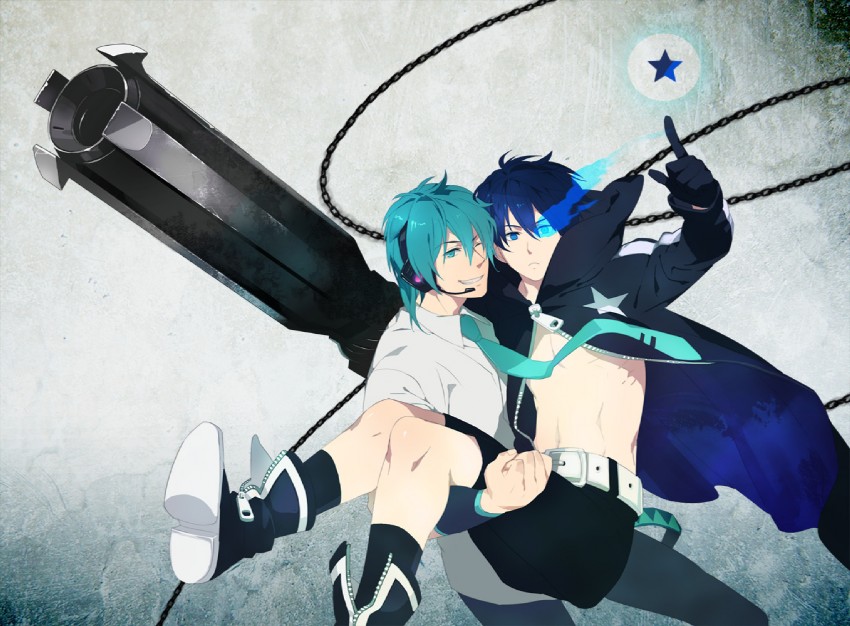 black rock shooter and hatsune mikuo (vocaloid and 1 more) drawn by yin2000