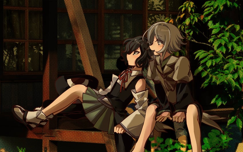 enraku tsubakura and houlen yabusame (len'en) drawn by xiao_ganju_nailuo