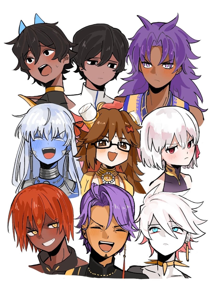 kama, karna, arjuna, arjuna alter, ashwatthama, and 5 more (fate and 1 more) drawn by nyokinyoki_18