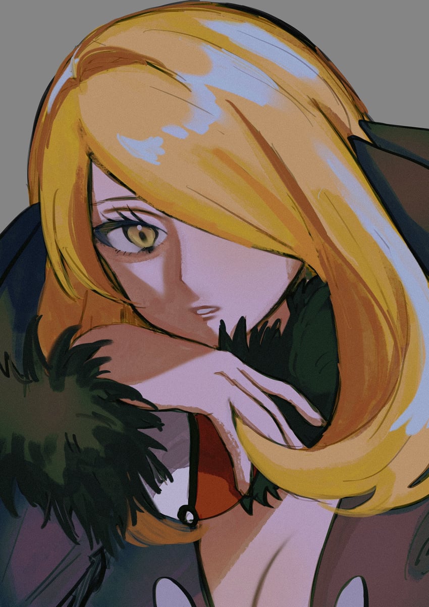 cynthia (pokemon and 1 more) drawn by karin_(nasi0402)