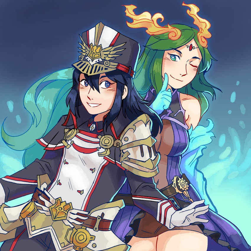 lucina, palutena, morag ladair, and brighid (fire emblem and 6 more) drawn by frogbians