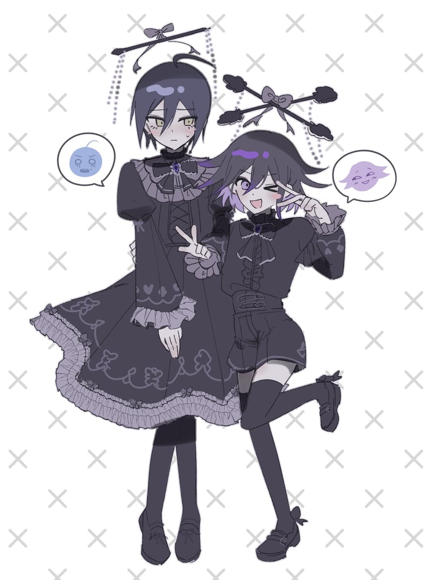 oma kokichi and saihara shuichi (danganronpa and 1 more) drawn by songpyeon_(sssssong)