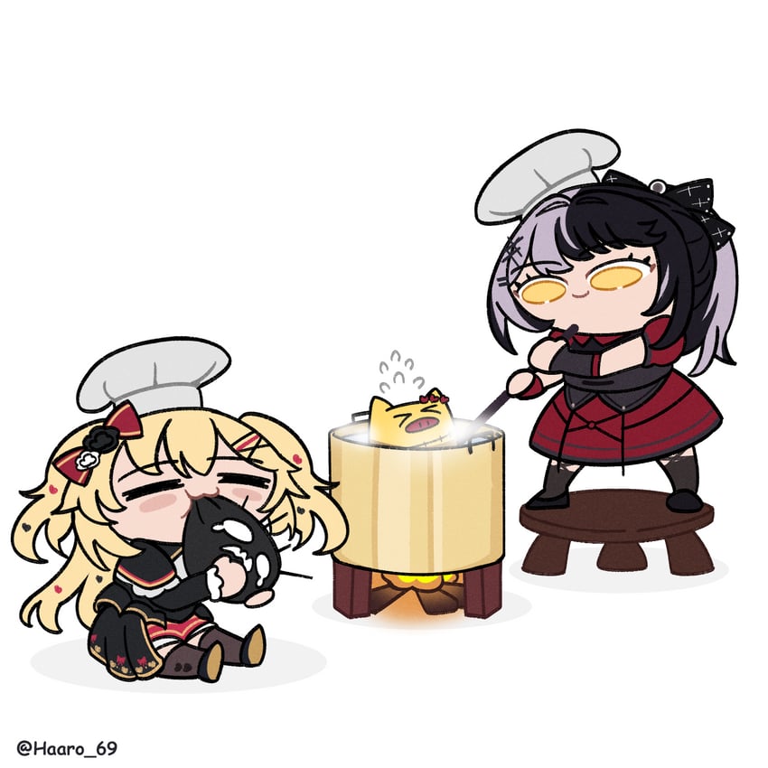 shiori novella, akai haato, yorick, and haaton (hololive and 1 more) drawn by haaro