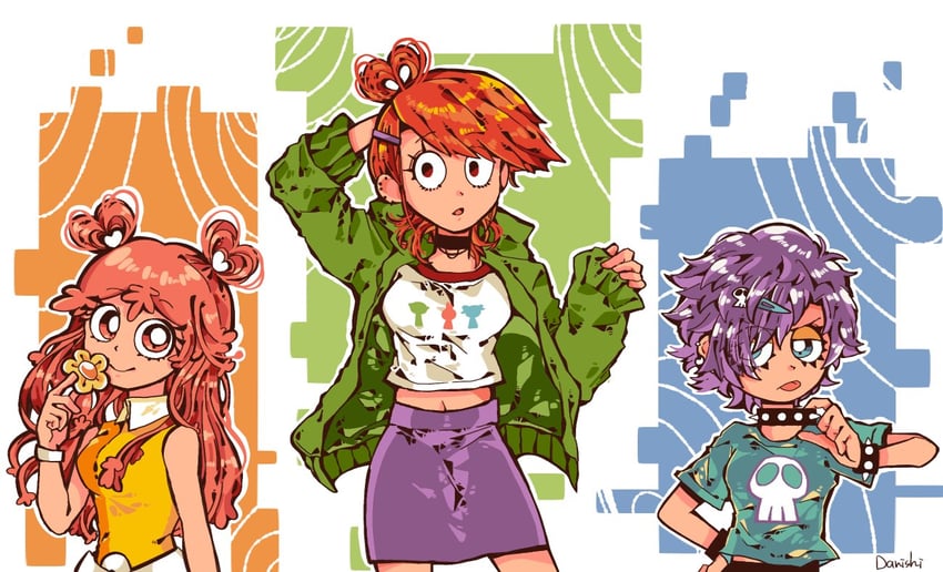 frankie foster, yoshimura yumi, and oonuki ami (foster's home for imaginary friends and 2 more) drawn by danishi