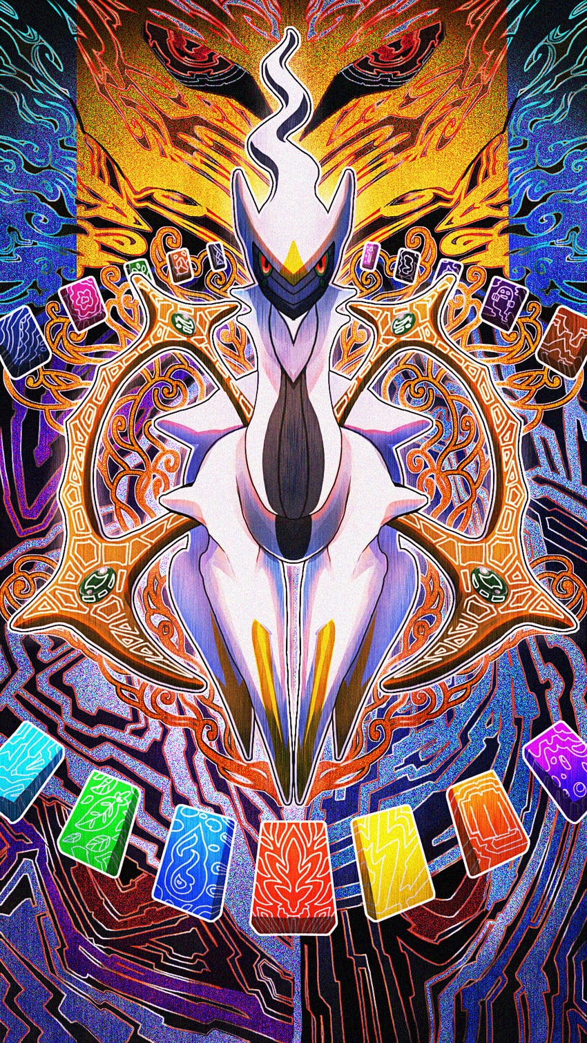 giratina, arceus, dialga, and palkia (pokemon) drawn by miyagawa_(maxggguys)